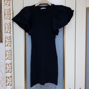 Zara Black Ruffled Sleeve Mini Dress
